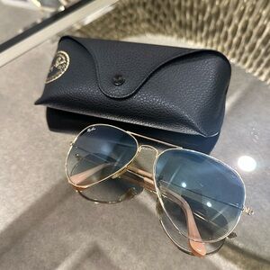 Ray-Ban Gold Frame with Blue Lenses Sunglasses